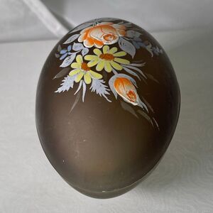 Vintage Satin finish hand painted egg trinket dish